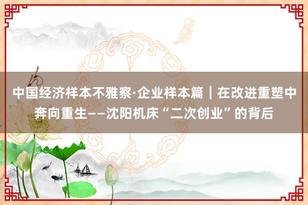 中国经济样本不雅察·企业样本篇｜在改进重塑中奔向重生——沈阳机床“二次创业”的背后