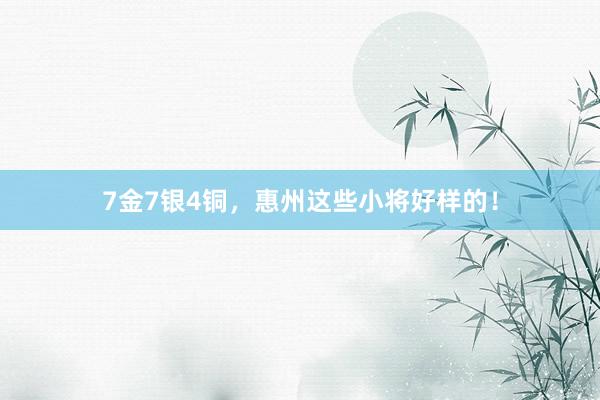 7金7银4铜，惠州这些小将好样的！