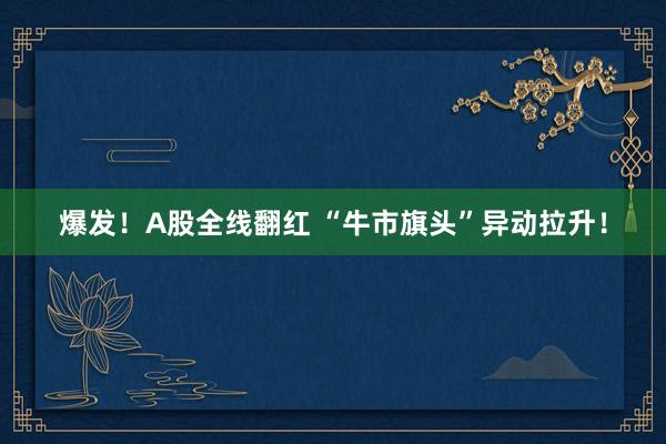 爆发！A股全线翻红 “牛市旗头”异动拉升！