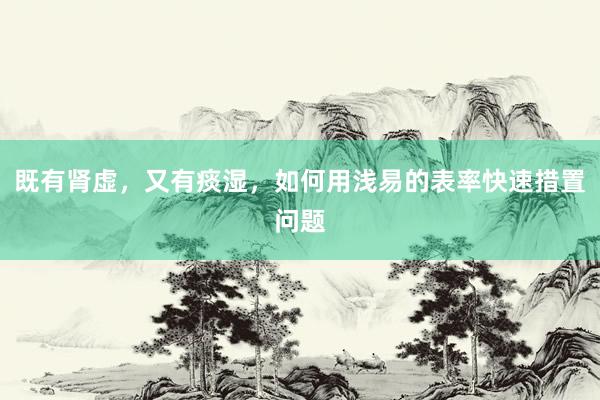 既有肾虚，又有痰湿，如何用浅易的表率快速措置问题