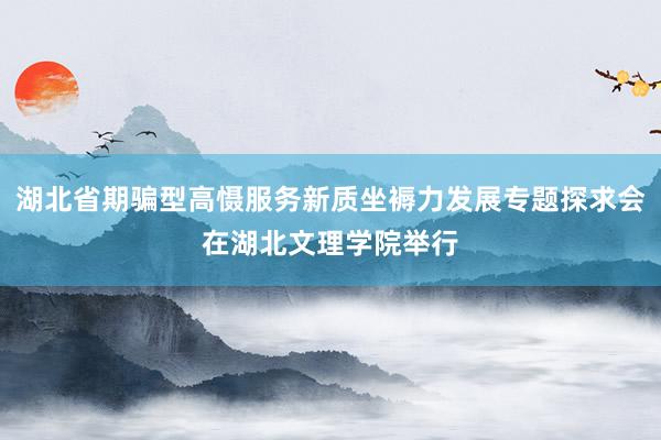 湖北省期骗型高慑服务新质坐褥力发展专题探求会在湖北文理学院举行