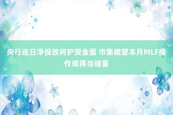 央行连日净投放呵护资金面 市集瞻望本月MLF操作或得当缩量