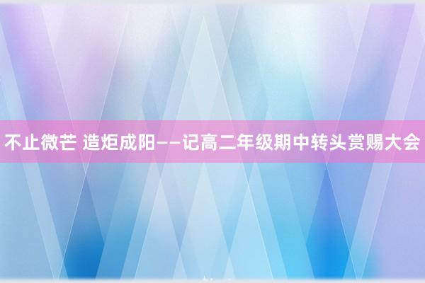 不止微芒 造炬成阳——记高二年级期中转头赏赐大会
