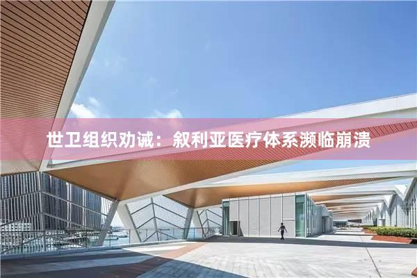 世卫组织劝诫：叙利亚医疗体系濒临崩溃