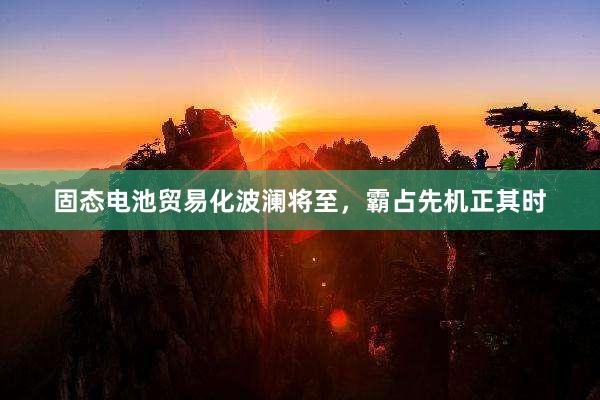 固态电池贸易化波澜将至，霸占先机正其时